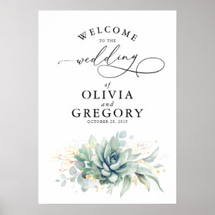 Succulents Greenery Bröllop Välkommen Poster