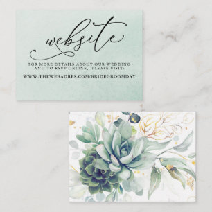 Succulents Greenery Bröllop-webbplatskort Visitkort