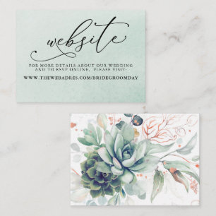 Succulents Greenery Bröllop-webbplatskort Visitkort