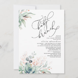 Succulents Greenery Brunch Baby Shower-inbjudan Inbjudningar