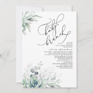 Succulents Greenery Brunch Baby Shower-inbjudan Inbjudningar