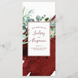 Succulents Greenery Burgundy Red Bröllopsprograms Program