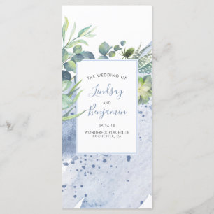 Succulents Greenery Dusty Blue Bröllopsprograms Program