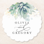 Succulents Greenery Elegant Modern Underlägg Papper<br><div class="desc">Guld succulents greer snyggt underlägg</div>