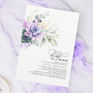 Succulents Greenery Guld Lämnar Boho Baby Shower I Inbjudningar