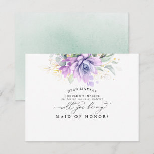 Succulents Greenery Guld Löv Bridesmaid Frieri Inbjudningar