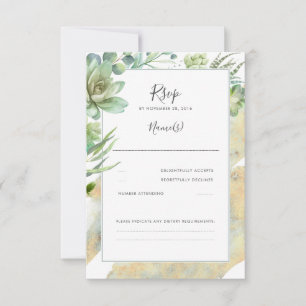 Succulents Greenery Guld Modern Bröllop OSA Kort