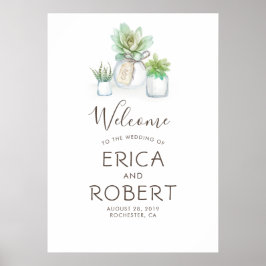 Succulents Greenery Mason Burk Rustic Bröllop Poster
