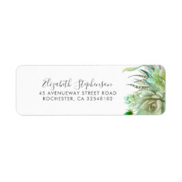 Succulents Greenery Modern Returadress Etikett