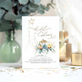 Succulents Greenery Pumpkins Dress Möhippa Inbjudningar