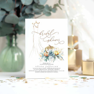 Succulents Greenery Pumpkins Dress Möhippa Inbjudningar