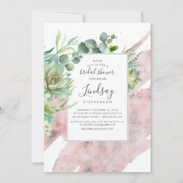 Succulents Greenery Ro Gold Foil Möhippa Inbjudningar