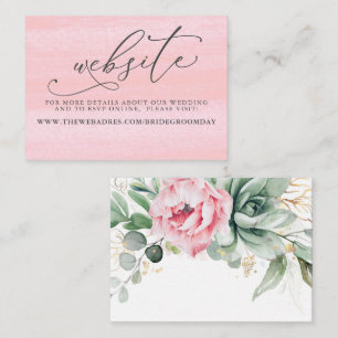 Succulents Greenery Rosa Bröllop webbplats Visitkort
