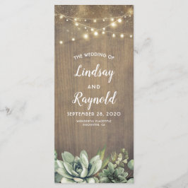 Succulents Greenery Rustic Bröllopsprograms Program