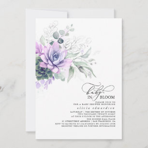 Succulents Greenery Silver Lämnar Boho Baby Shower Inbjudningar
