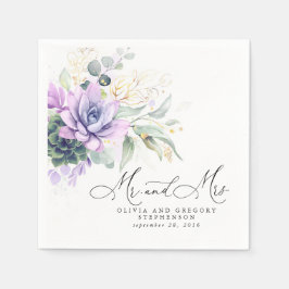 Succulents Guld Greenery Elegant Boho Bröllop Napk Pappersservett