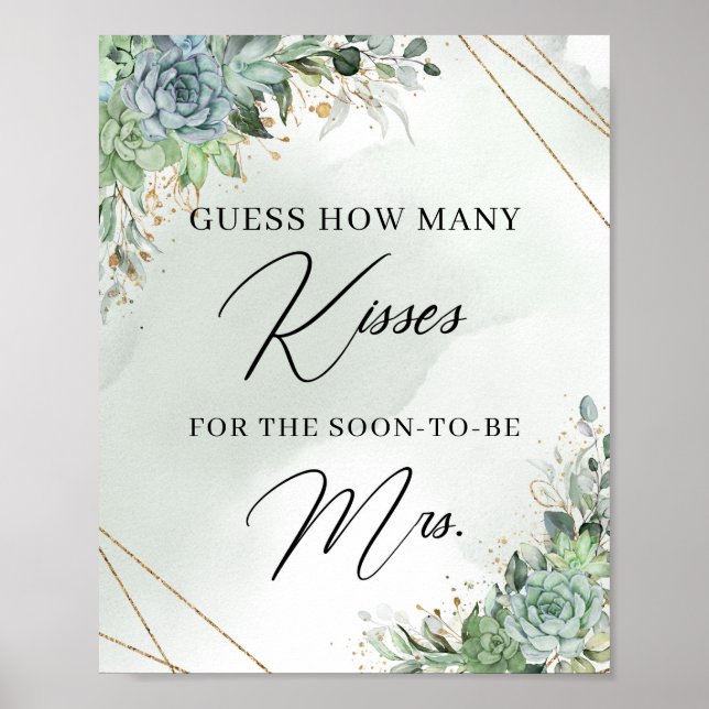 Succulents Hur många kisses för den blivande mrs. Poster (Framsidan)