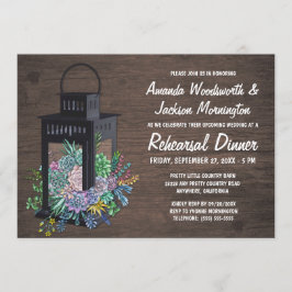 Succulents + Lantern Rehearsal Middagsinbjudan Inbjudningar