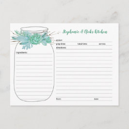 Succulents Mason Burk Möhippa Recipe Cards Vykort