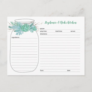 Succulents Mason Burk Möhippa Recipe Cards Vykort