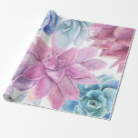 Succulents Modern Chic White Fiesta Garden Blommig Presentpapper<br><div class="desc">Papper radbrytning</div>