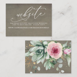 Succulents och Guld Greenery Bröllop webbplats-kor Visitkort