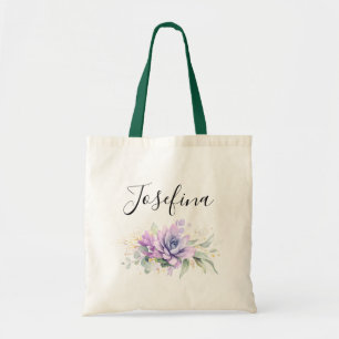 Succulents och Guld Grey Elegant Script Namn T Tygkasse