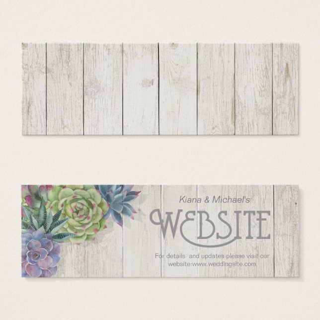 Succulents och Rustic Wood Website Infoga ID515 Litet Visitkort (Framsida & baksida)