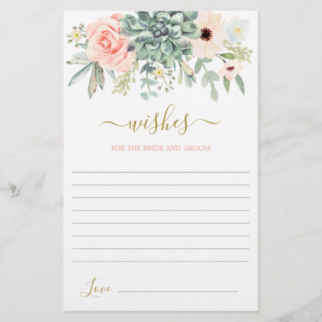 Succulents Önskemål för Bridekortet (Framsida)