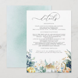 Succulents Pumpkins Guld Lövs Bröllop Details EN Tilläggskort