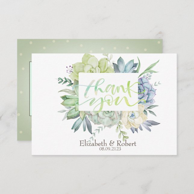 Succulents-punkter för vattenfärgen Desert Cactus  Tack Kort (Fram/baksida)