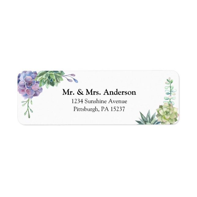 Succulents-Returadress Returadress Etikett (Framsidan)
