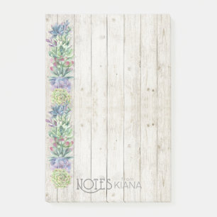 Succulents Row and Rustic Wood Bröllop ID515 Post-it Block