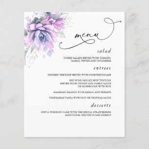 Succulents Silver Greenery Bröllop Menu Flygblad