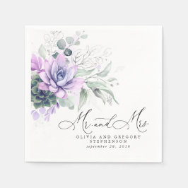 Succulents Silver Greenery Elegant Boho Bröllop Pappersservett