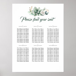 Succulents sittdiagram i Elegant bröllop Poster