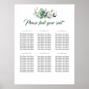 Succulents sittdiagram i Elegant bröllop Poster