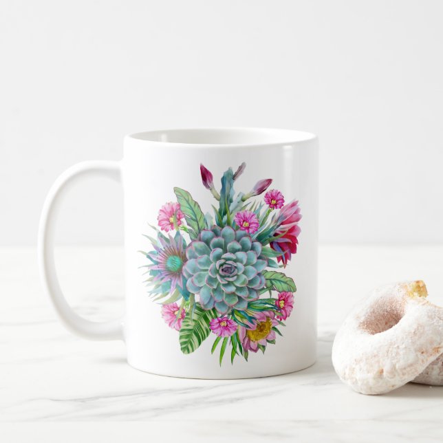 Succulents Tropical Garden Kaffemugg (Med munk)