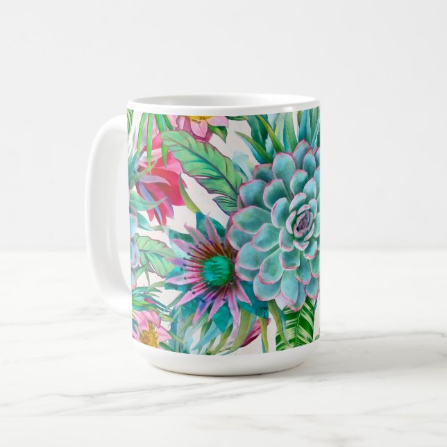 Succulents tropiska trädgård kaffemugg (Framsida vänster)