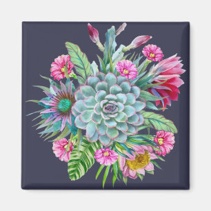 Succulents tropiska trädgård magnet