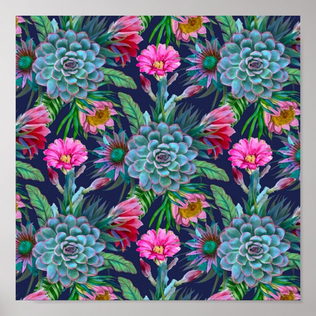 Succulents tropiska trädgård poster (Framsidan)