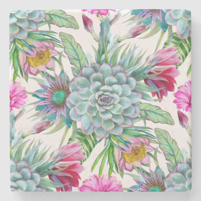 Succulents tropiska trädgård stenunderlägg (Framsidan)