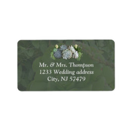 Succules Hues of Blek Blues bröllopsetiketters Adressetikett