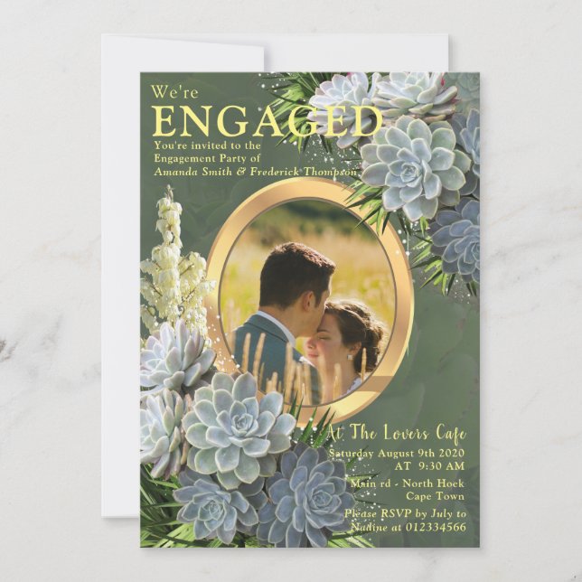 Succules Hues of Blek Blues Inbjudningar (Framsida)