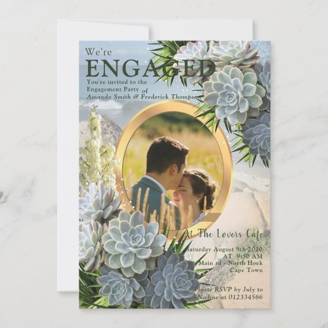 Succules Hues of Blek Blues Inbjudningar (Framsida)