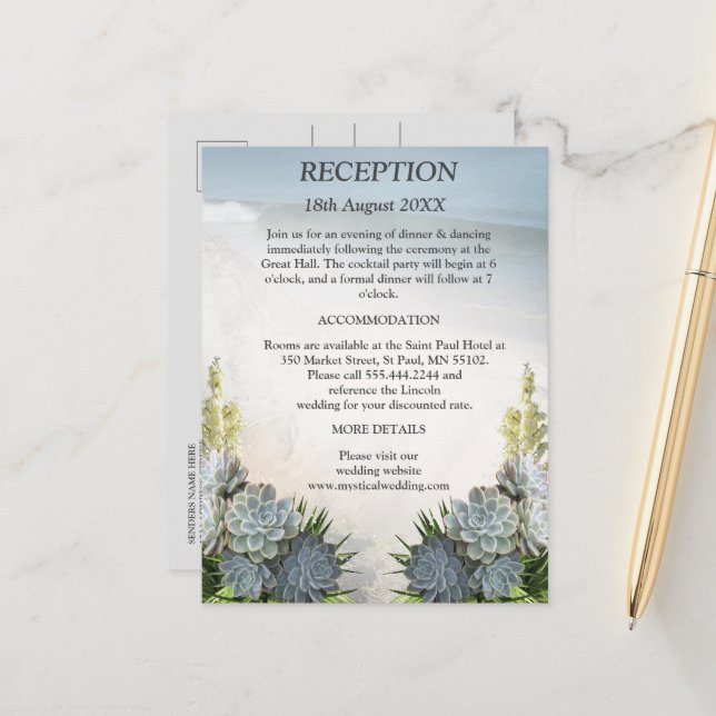 Succules Hues of Blek Blues Meddelande Vykort (Fram/Back In Situ)