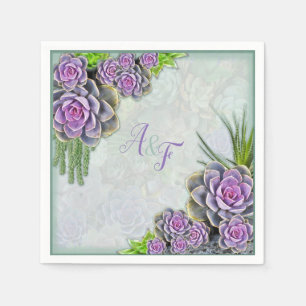 Succules of Sea Grönt, Violet Napkins Pappersservett