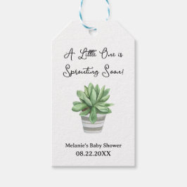 Succulous Baby Shower "A Little One is Sprouting" Presentetikett