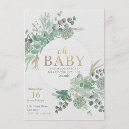 Succulous Baby Shower-inbjudan - Blommigt Inbjudan