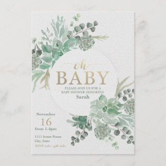 Succulous Baby Shower-inbjudan - Blommigt Inbjudan
